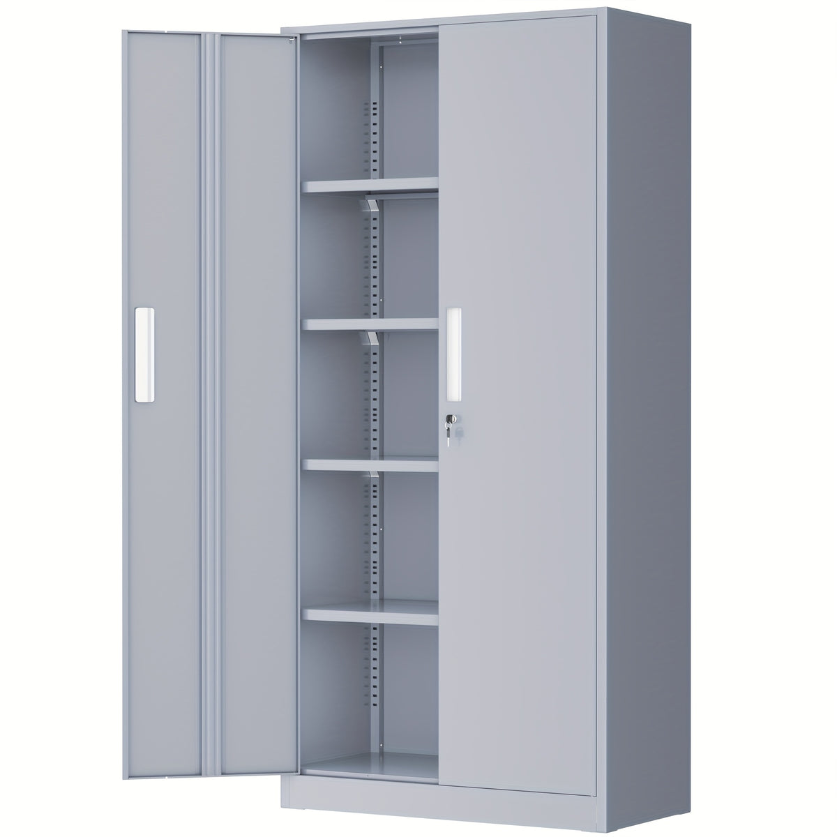 Metal Garage Storage Cabinet, 71" Steel Floor Mount with 2 Doors, Adjustable Shelves, Locking, for Home, Office, Shop, School, Retail Display - Assembly Required