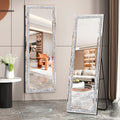 59" Luxury Crystal Diamond Framed Full-Length Mirror, Large Rectangular Floor-Standing Decorative Mirror, Modern And Light Luxury Design, Suitable for Bedrooms, Living Rooms, And Entryways