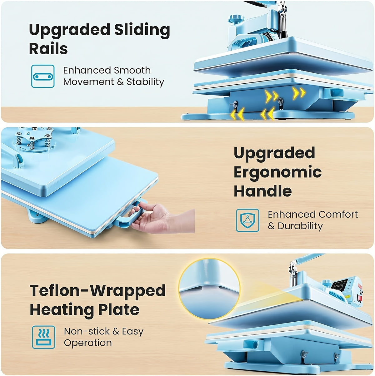 HOMDOX 15"x15" - 11pcs(8 In 1) / 8pcs(5 In 1) Heat Press Set With 30OZ Tumbler Press, Slide Out 360° Swing Away For T-Shirt/Cloth Bags/Tumbler/Mug/Hat/Plate - 15"x15" Slide Out T-shirt Heat Press Machine Can Only Press T-Shirt/Pillows/Cloth Bags