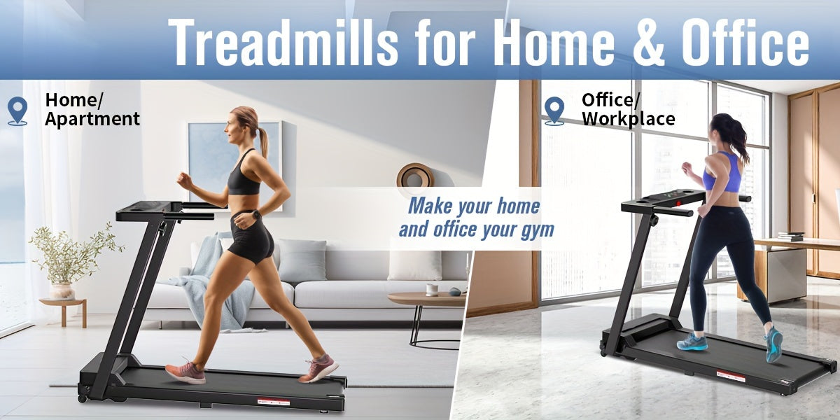 Portable Foldable Treadmill, 3.0 HP Small Treadmills for Home Office with 300 LBS Capacity, Walking Treadmill with Handle Bar, Folding Running Walking Compact Treadmill with LED Display, Without Battery