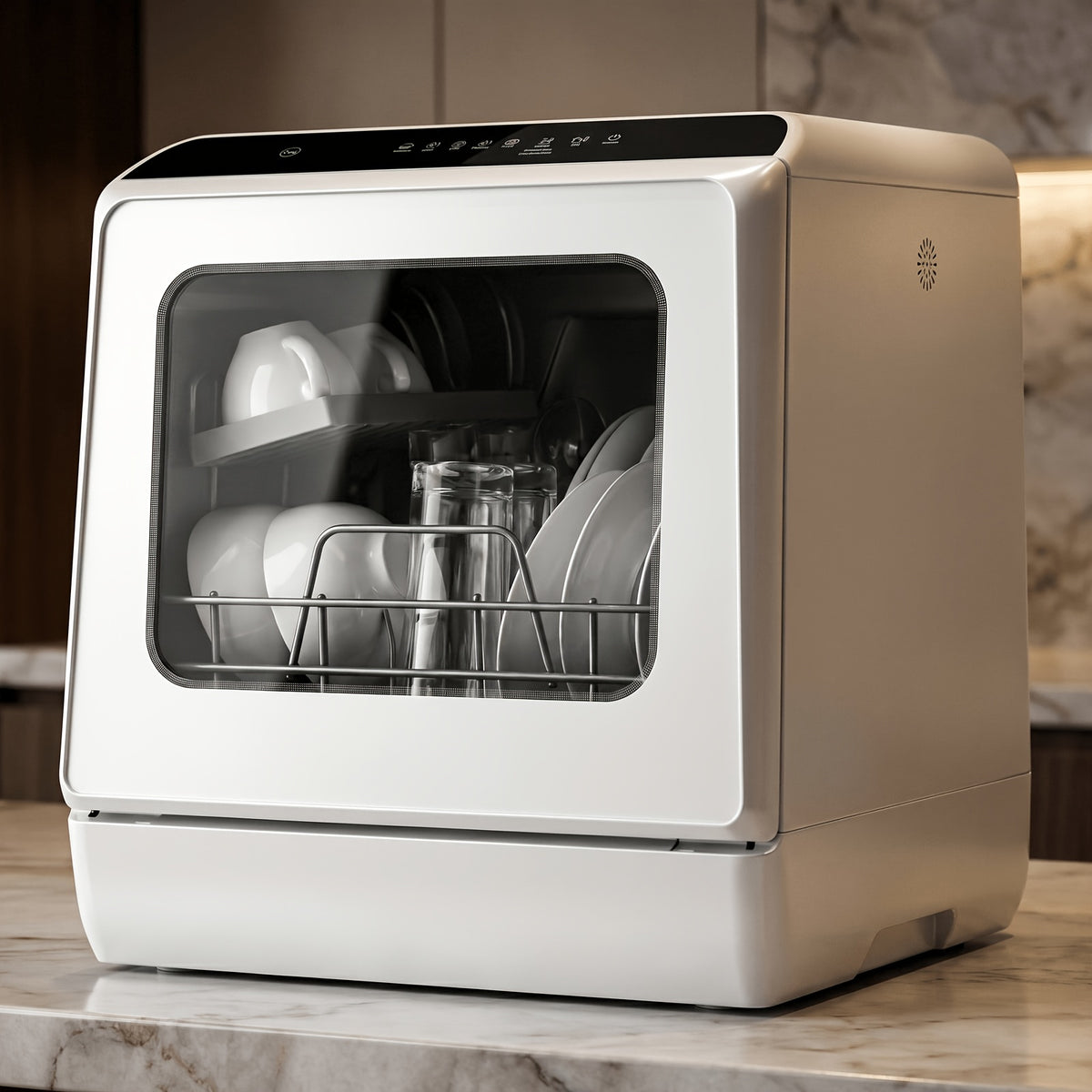 Countertop Dishwasher with 5+2 Programs, Air-Dry, Timer Function, Baby Care, 360° Dual Spray, 167℉ High-Temperature, No Plumbing Required, Portable Dishwasher with 1.32gal Built-in Water Tank, Mini Dishwasher for Home, Apartments, RVs