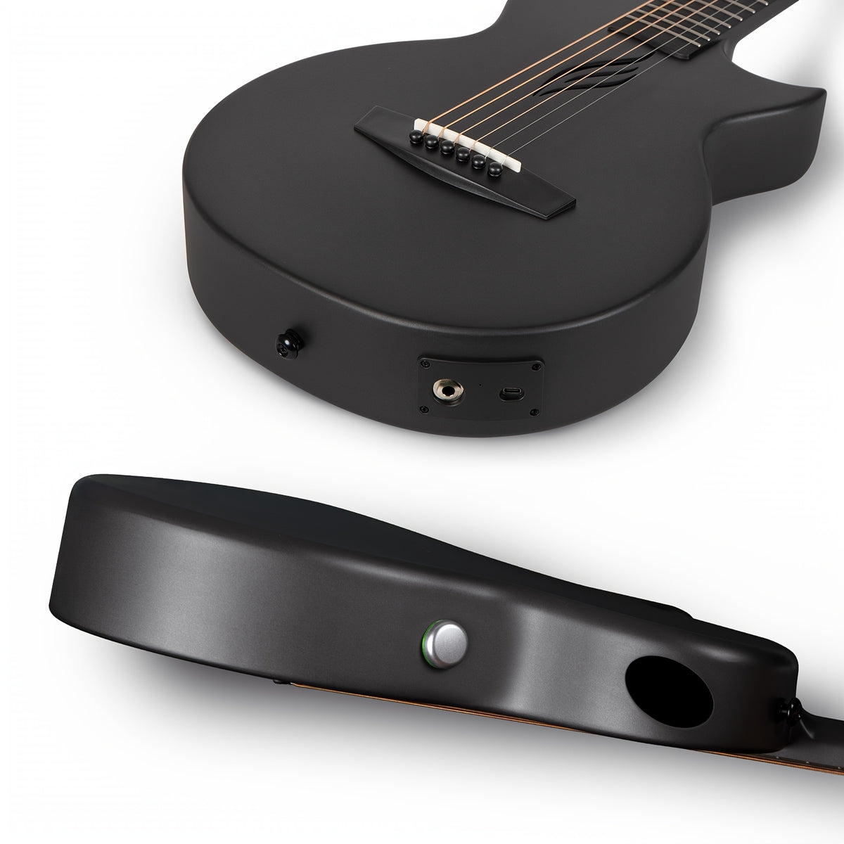 Enya NOVA Go SP1 Carbon Fiber Acoustic Electric Guitar with Smart Acousticplus 35 Inch Travel Acustica Guitarra Starter Bundle Kit of Gig Bag, Strap, Strings, Charging Cable, Instrument Cable Used-Like New