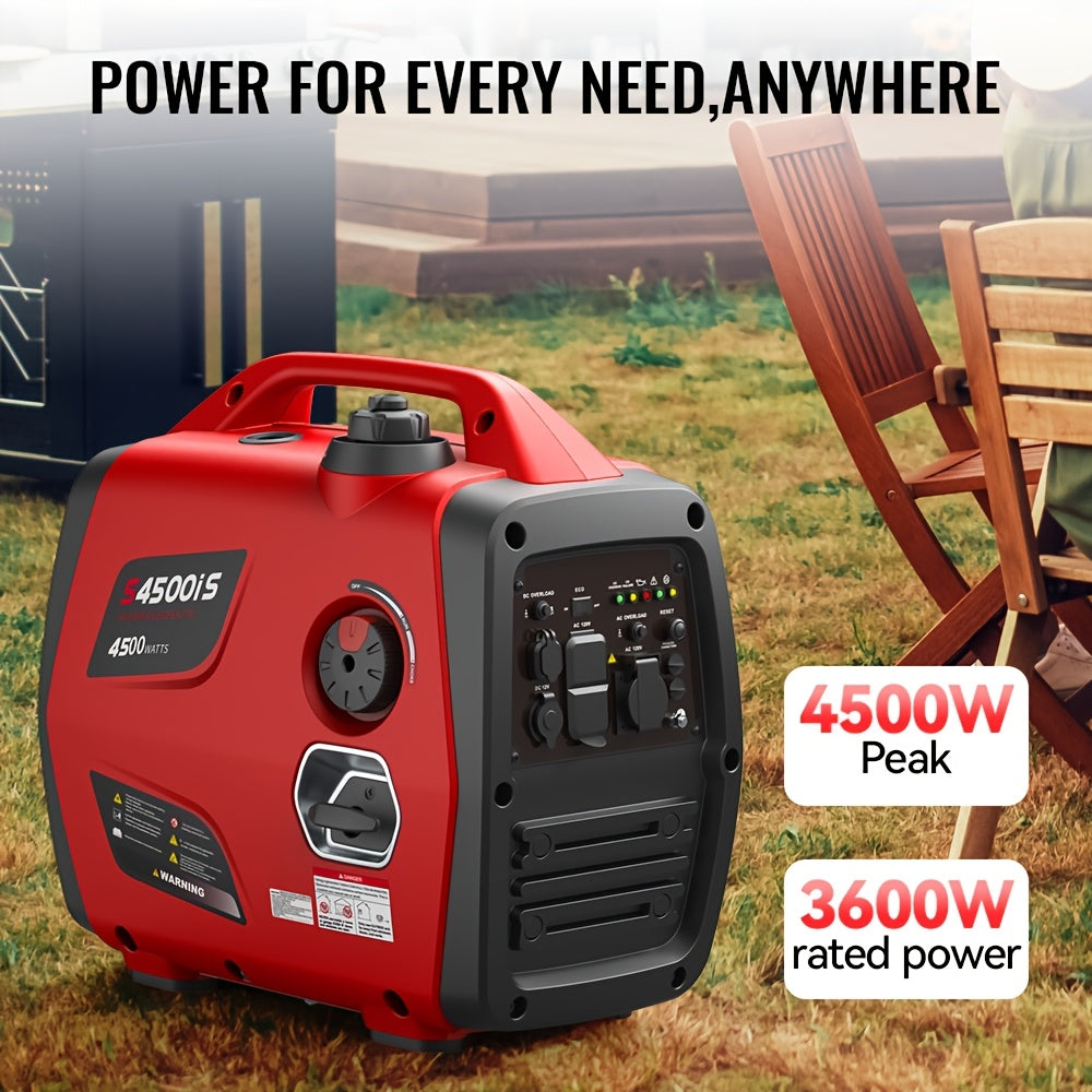 RV Portable Inverter Generator, Ultra Quiet, CO Alarm, Peak 2500W Rated 1900W, Peak 3200W Rated 2600W, Peak 4500W Rated 3600W, For RV Travel, Van Life, Road Trip, Camping, Patio, Backyard, Outdoor Working & Home Power Backup, Without Battery