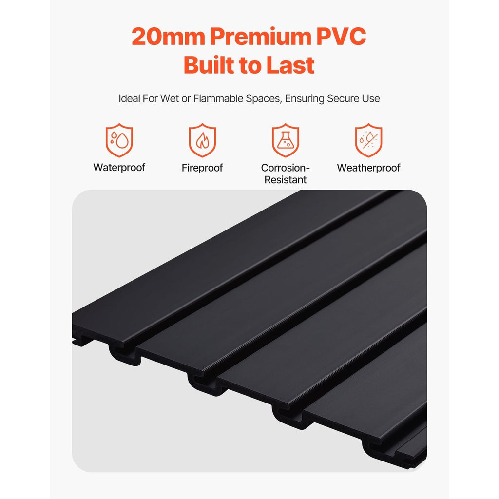 VEVOR 2 x 4 ft / 4 x 4 ft / 8 x 4 ft Slat Wall Paneling PVC White Garage Slatwall with Modular Design White/Grey/Black