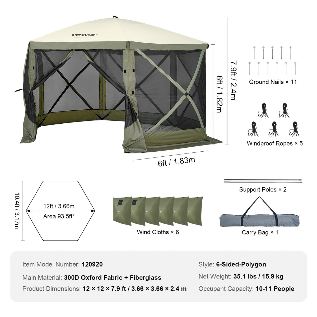 Pop-Up Screen Gazebo Tent by VEVOR, Removable Privacy Panels for Camping, Picnics and Backyard Gatherings