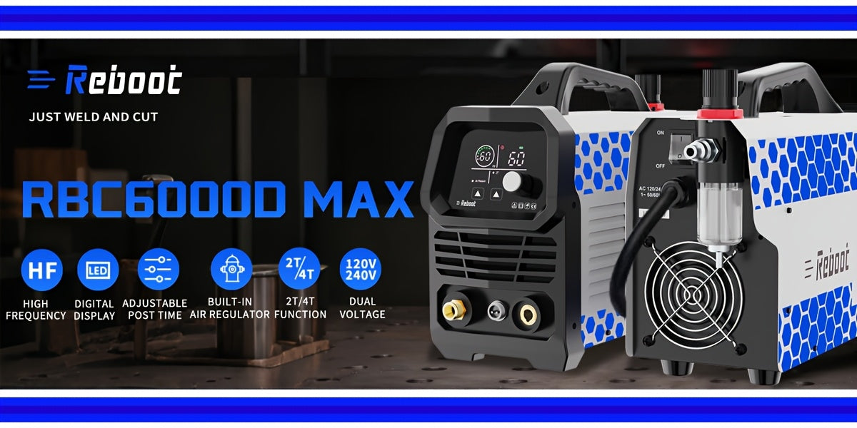 Reboot Plasma Cutter 60A, Large Integrated LED Digital Display, 120/240V Plasma Cutter Machine With IGBT Inverter, 1/2 Inch Clean Cut 5/8 Inch Max Cut RBC6000D Max