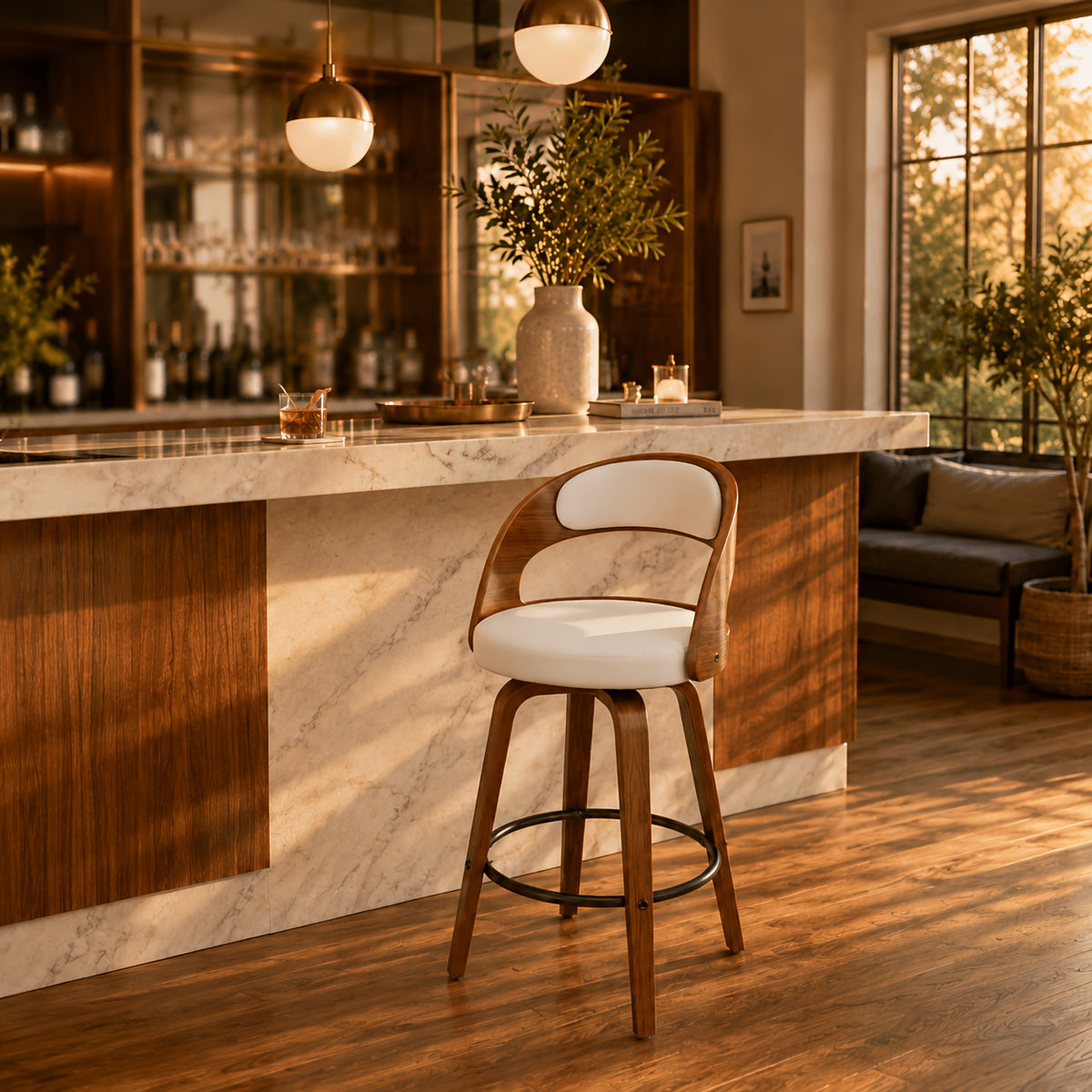 3/4pcs Modern Upholstered Bar Chair Set, 26" Counter-Height Stools With Thick Soft Cushion, Ergonomic Back Support, Solid Wood Legs & Footrest For Kitchen Island
