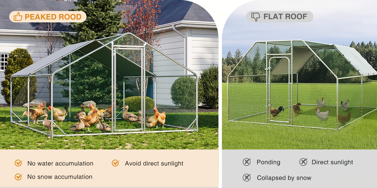 10X13X6.4Ft/10X6.7X6.4Ft Large Metal Chicken Coop with Winter Wrap Cover | Walk-In Chicken Run for Hens/Ducks/Rabbits, All-Weather Poultry Pen with Lock for Outdoor And Backyard, Farm, Duck Rabbit Cage Poultry Pen