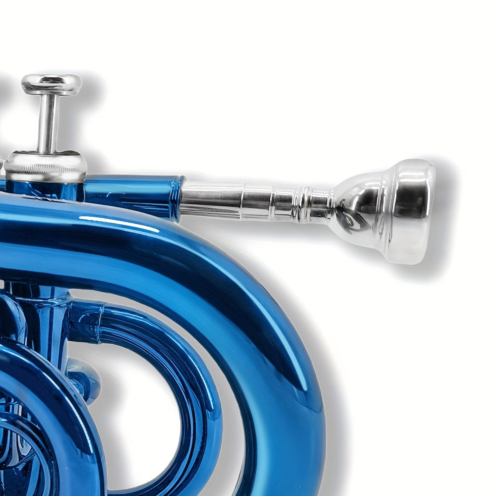 WUQIMUSC Bb Pocket Trumpet Nickel Plated, Brass Beginner Trumpet with 7C Mouthpiece, Case, Cleaning Kit & Gloves Musical Instruments Gift