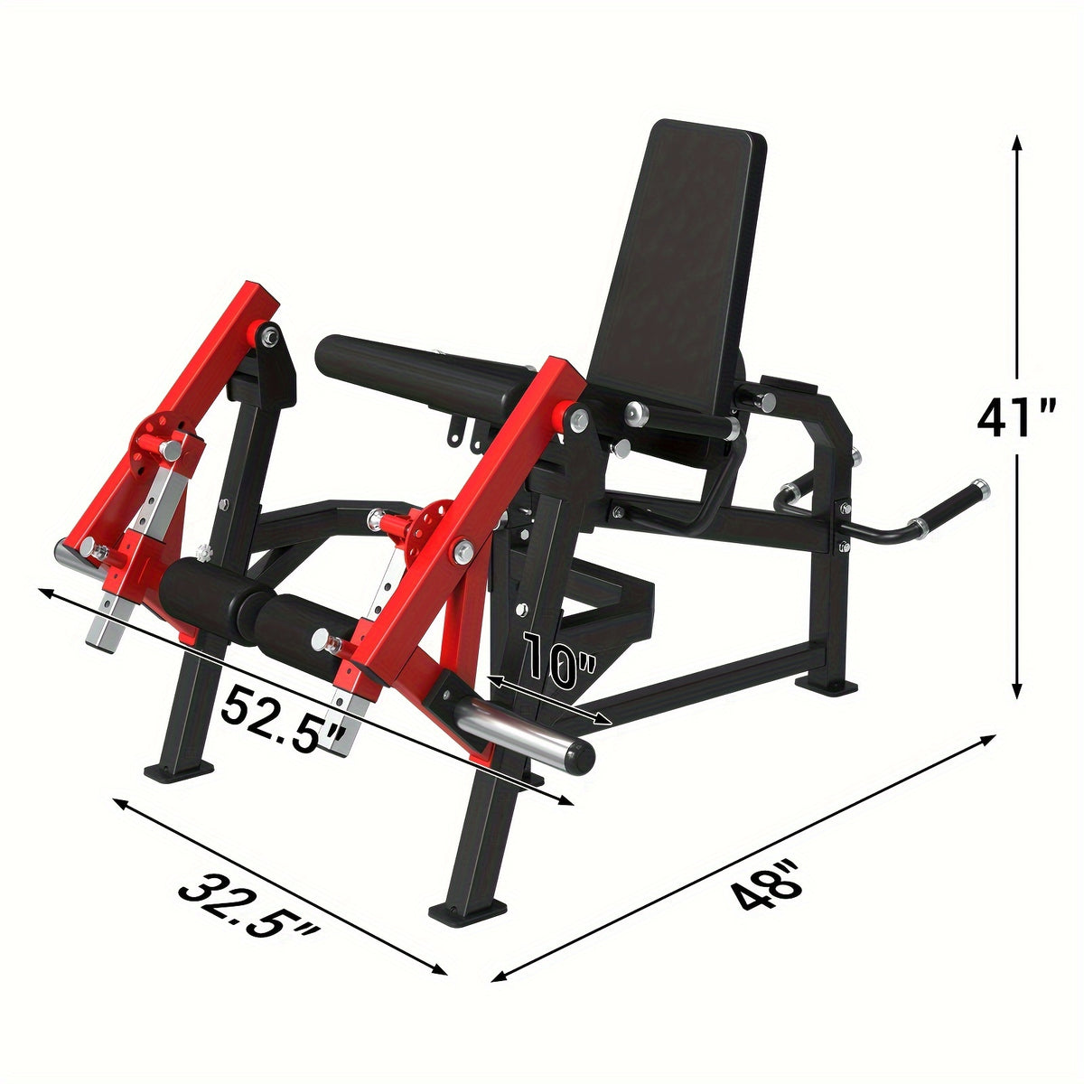 4-in-1 Adjustable Leg Exercise Bench - Single Leg Extension & Curl Machine, 350lb Capacity, Plate Loaded, Red & Black Design for Home Gym Workouts, Sturdy Construction, Leg & Thigh Lifters