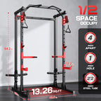 Power Cage, Multi-Functional Power Racks for Home Gym with Dual Pulley Systems, 2000 LBS Weight Capacity Fitness Squat Rack for Strength Workout with More Training Attachment Optional Weight Bench Weight Plates and Barbells Not Included