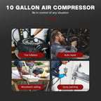 10 Gallon Ultra Quiet Air Compressor with Two Quick Couplers, 2HP 8.76 CFM at 115PSI Oil-Free Air Compressor Tank, 110V/60Hz, Spray Painting, Woodwork Nailing