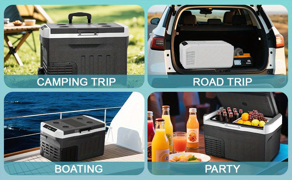 [Portable for Camping] Upgraded 33 QT Portable Compressor Car Fridge Freezer, 15Min Cool to -4°F, ECO Energy-Save & MAX Fast-Cool Modes, AC/DC 2 Charging, 3-Level Battery Guard, LED Screen & Cup Holders, Portable for Camping RV Home