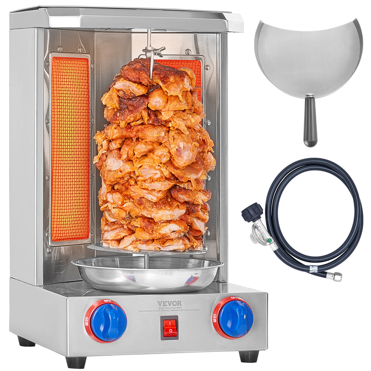 VEVOR Stainless Steel Shawarma Grill Machine Vertical Gyro Rotisserie Doner, Electric/Electric heating type/Gas (propane)