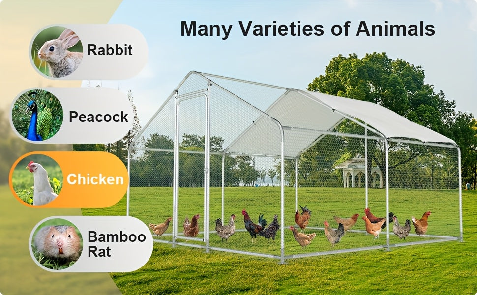 Outdoor Large Dog Kennels Playpen Crate Heavy Duty Pet Cage Enclosure Run for Yard with And UV Protected Top Cover Small Animal Run Cage Walk-In Metal Rabbit Cage Outdoor Backyard Garden