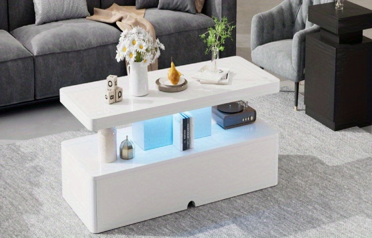 Modern LED Coffee Table for Living Rooms and Patios in Black or White with 16-Color Lighting