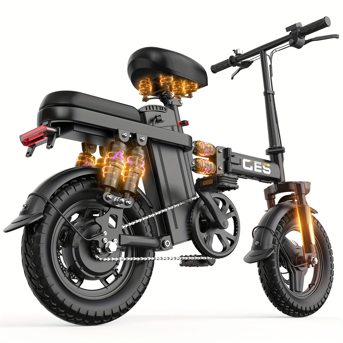 500W Electric Bike for Adults, 48V 10AH/15AH Removable Battery, Speed 15-20 Mph, Long Range 10-35 Miles, 14-Inch Foldable, LCD Display, Dual Disc Brakes, Super Suspension, Teen Gift, Adult E-Bike - Motorcycle