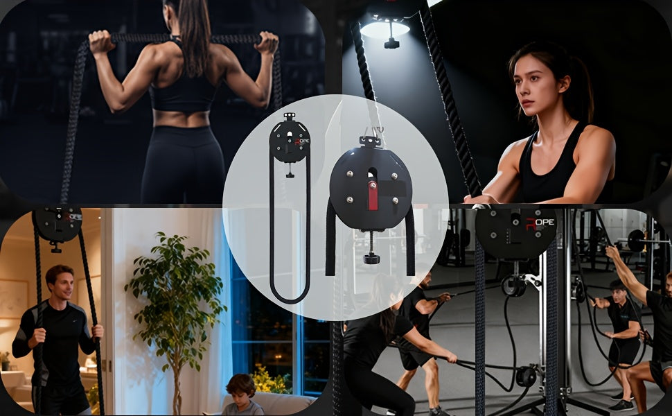 Endless Rope Trainer, Portable Cable Pulley System, Pulley Cable Machine System with Adjustable Resistance, Home Gym Equipment for Grip, Arms, Back, Body Coordination Exercises