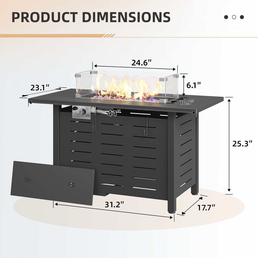 Propane Fire Pit Table for Dining and Outdoor Heat in 28 40 or 44 Inch Sizes – 50000 BTU Output