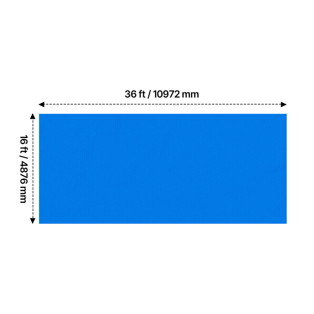 VEVOR Solar Pool Cover, 36 x 16 ft / 36 x 18 ft Rectangle Pool Bubble Cover, 12 Mil / 8 Mil Pools Solar Blanket with Bubble & PE Material, Daytime Heat Absorption, Nighttime Heat Retention, Heat Retaining Solars Covers, Blue