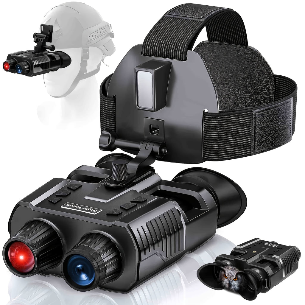 Tactical 3D Night Vision Binoculars HD Helmet Night Vision Goggles 8X Digital Magnification 1080P 3M Sensor 7-Level Adjustment 3W 850Nm IR Light Range 300M/985Ft for Hunting Surveillance Camping Caving Night Fishing Boating Wildlife Viewing