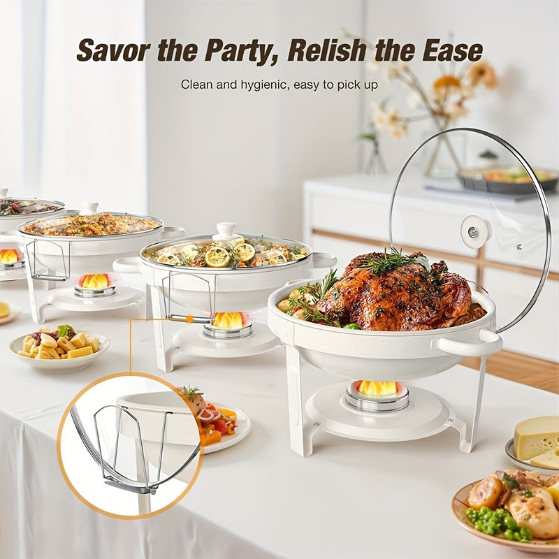 Chafing Dish 1/2/4pcs, [Game Changer Maifanite Coated] Chafing Dish [95% Pre-assembled] Buffet Offers Natural Elegance. 5-Quart (approx. 1.51gal) Food Warmer Suitable for Weddings, Birthdays, Church Events, Etc., Only for Cooking