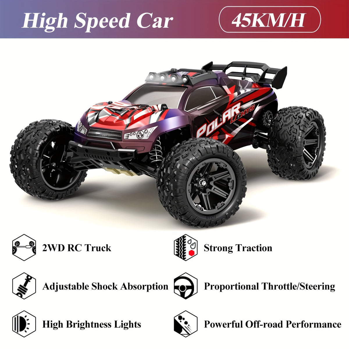 1:8 All Terrain High Speed Off Road RC Car, 45KM/H, Outdoor Drifting/Racing/Climbing, 2.4Ghz Remote Control, 3937.01inch RC Distance, Large Capacity Modular Battery, Birthday Gifts