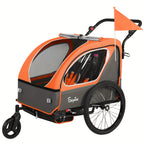 MOJAY Bike Trailer for Kids, 2 In1 Canopy Carrier Converts to Stroller, Suitable for 1 to 2 Toddlers, Kids, Quick Attach to Bike, Foldable, with 5-Point Harness And Storage Bags