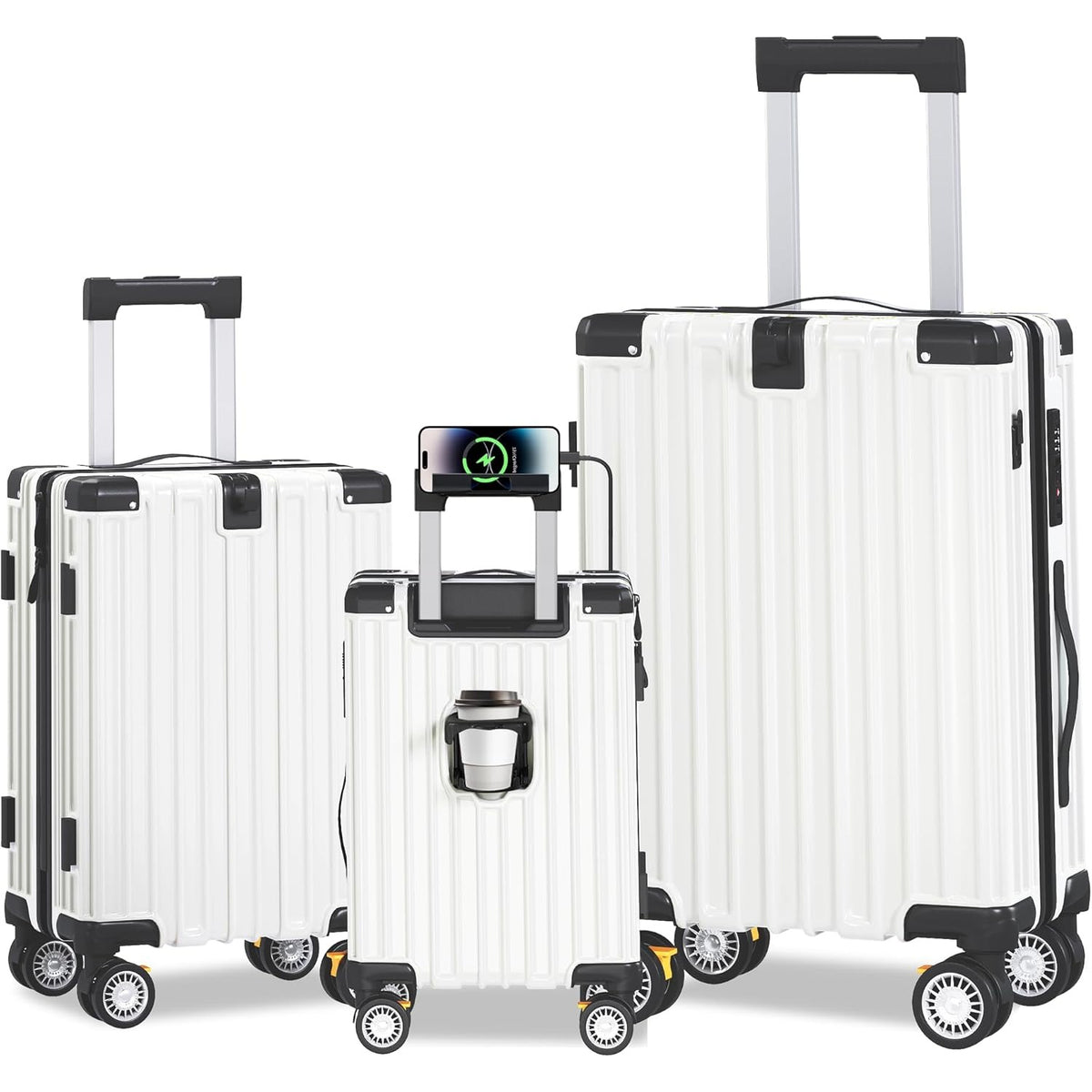 OYEROL 3pcs Hardshell Luggage Set, 20/ 24/ 28 Inch Lightweight ABS+PC Suitcase with TSA Lock, 360° Double Spinner Wheels, Expandable Design for Men & Women Travel, Black