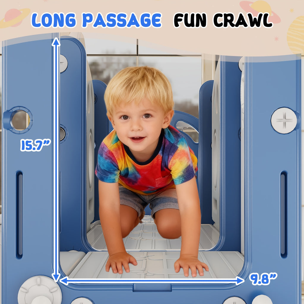 9in 1 Toddler Slide Set Playground Indoor & Outdoor Fun for Kids & Babies, Featuring Climbing Board, Basketball Hoop, Telescope, Storage Space And Non-Slip Steps
