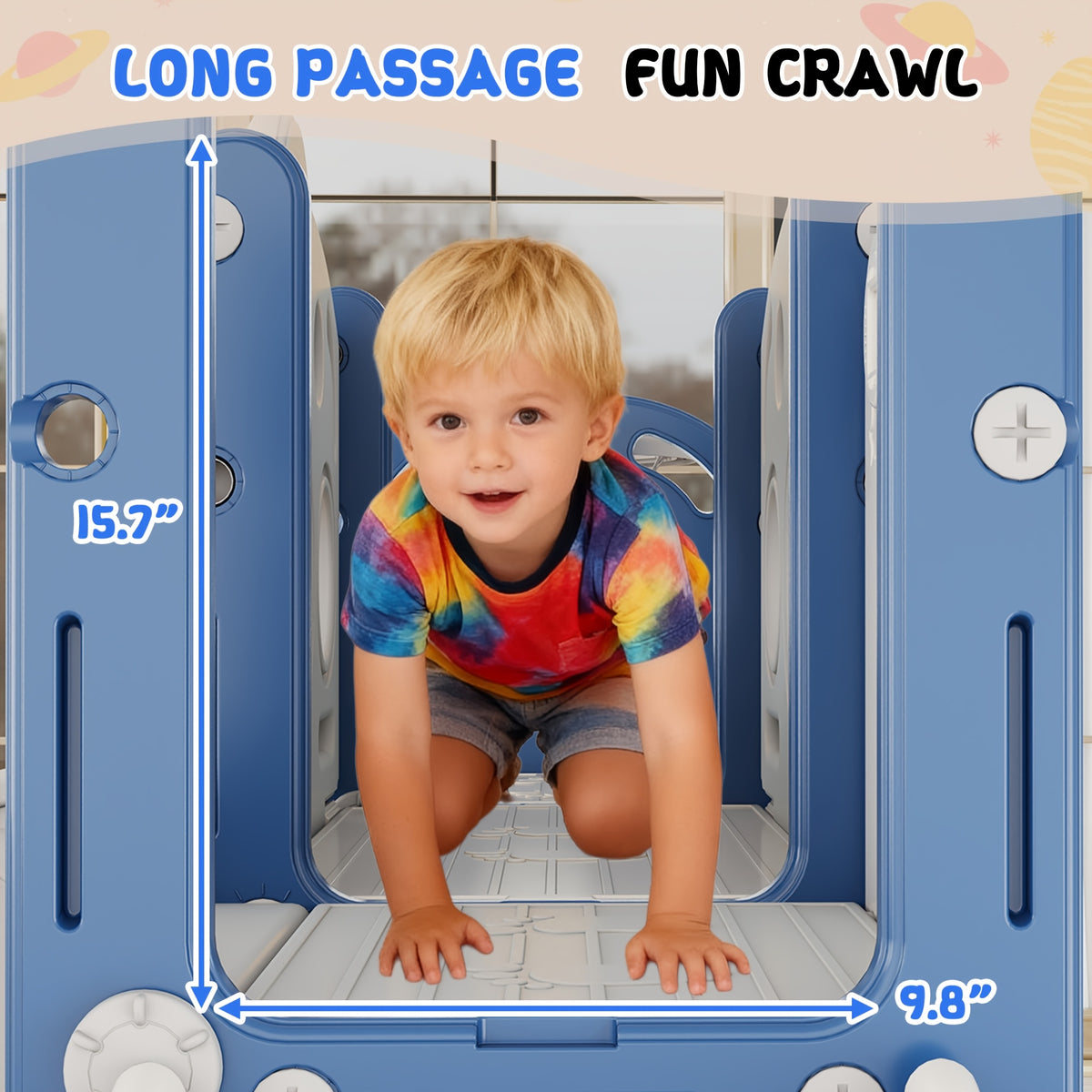 9in 1 Toddler Slide Set Playground Indoor & Outdoor Fun for Kids & Babies, Featuring Climbing Board, Basketball Hoop, Telescope, Storage Space And Non-Slip Steps