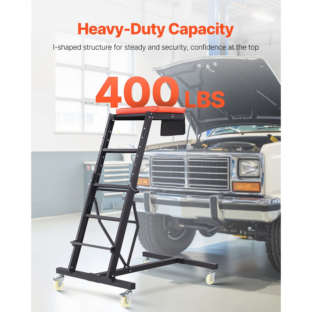 VEVOR Automotive Top Creeper, with Adjustable Height 49.6" to 75.6", 400 LBS Capacity High Creeper, 4 Swivel Caster Wheels, Heavy Duty Creeper for Auto Repair and Maintenance