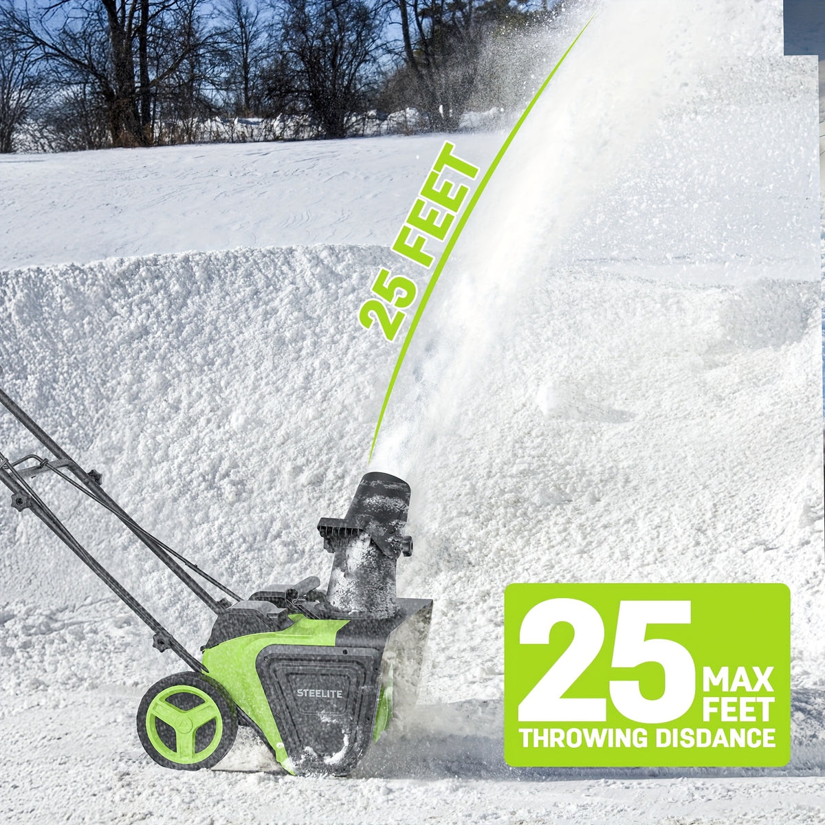 Deli Steelite 20" 40V Cordless Snow Blower with 2 X 4.0Ah Batteries & Chargers, 25ft Clearing Range, Heavy-Duty All-Terrain for Driveway And Patio