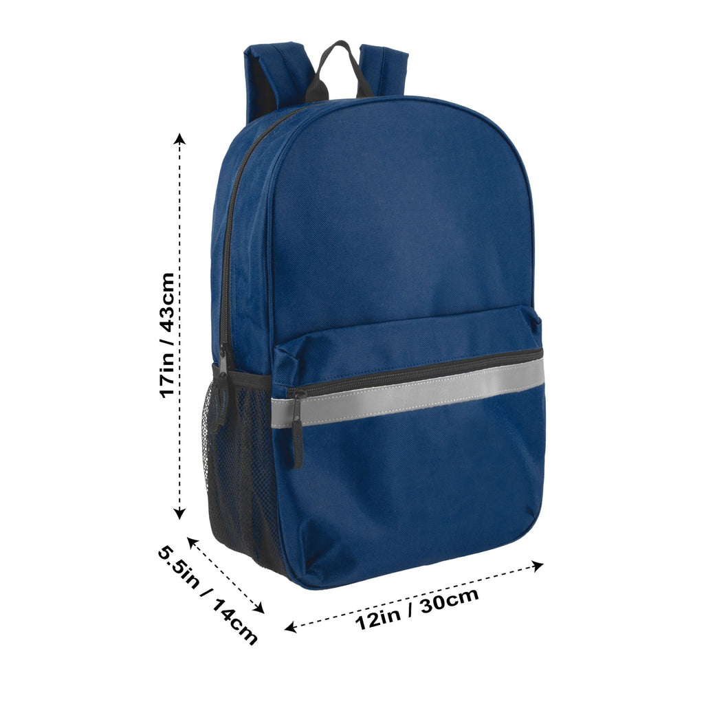 Trailmaker (24 Pack) 17" Backpack – Reflective School Backpack with Padded Straps, Water Bottle Pockets for Kids & Adults, School Travel Camp