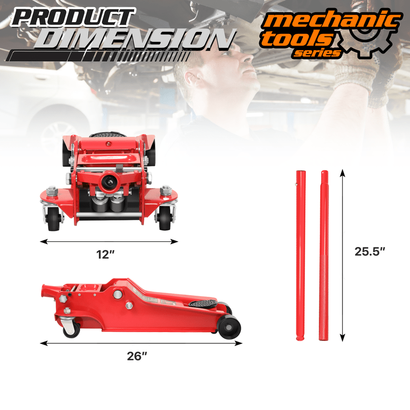 4 Ton Low Profile Hydraulic Trolley Service/Floor Jack, (8000 lbs) Capacity, Lifting Range 4.5"-20"