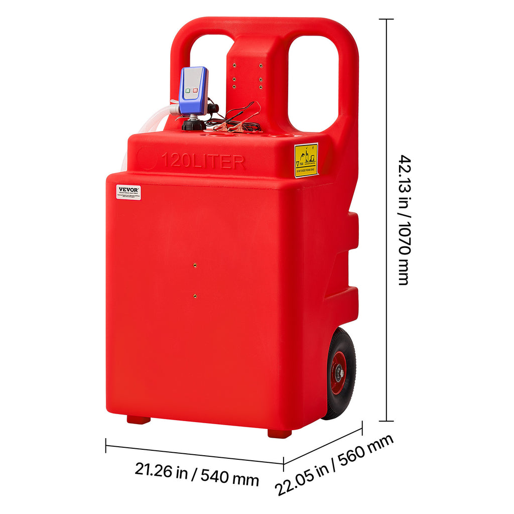 VEVOR Fuel Caddy 16 Gallon/ 32 Gallon Fuel Tank with 12V DC 2.5 GPM/ 15 GPM Electric Transfer Pump