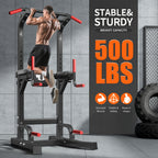 SogesPower Power Tower Pull Up Dip Stand with Adjustable Height for Home Gym Strength Training