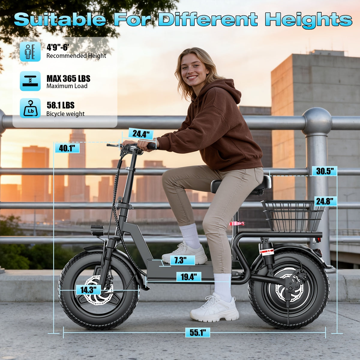 749W Electric Scooter with Seat, 48V 15AH Large-Capacity Battery, 35-mile Long Range & 19.9 MPH Speed, 14" Pneumatic Tire, Height-Adjustable Seat & Handlebar, Dual-Suspension Commuting Scooter with Basket