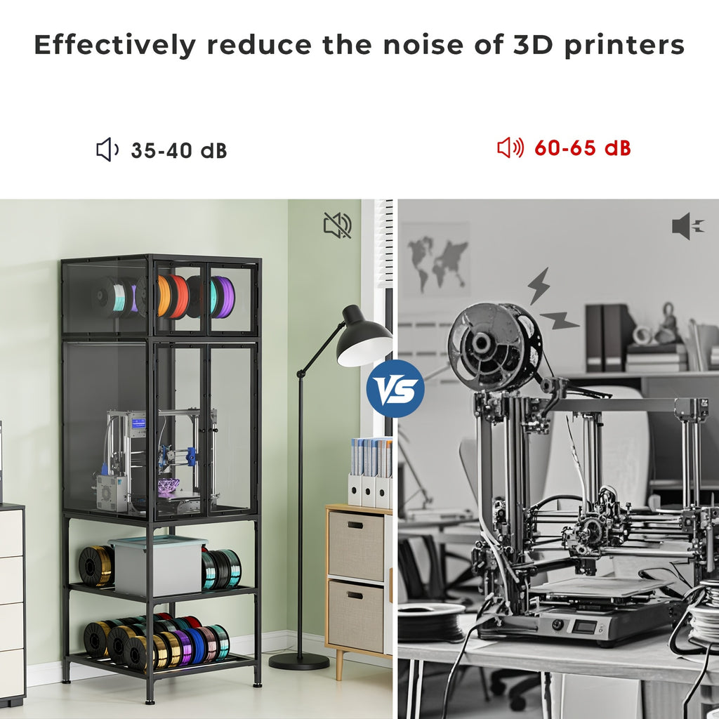 3D Printer Cabinet/Double Layer 3D Printer Filament Storage Rack/T-Shaped Filament Bar & Noise-Reducing/Dust-Proof Design/Suitable for Studio/Office Storage And Organization