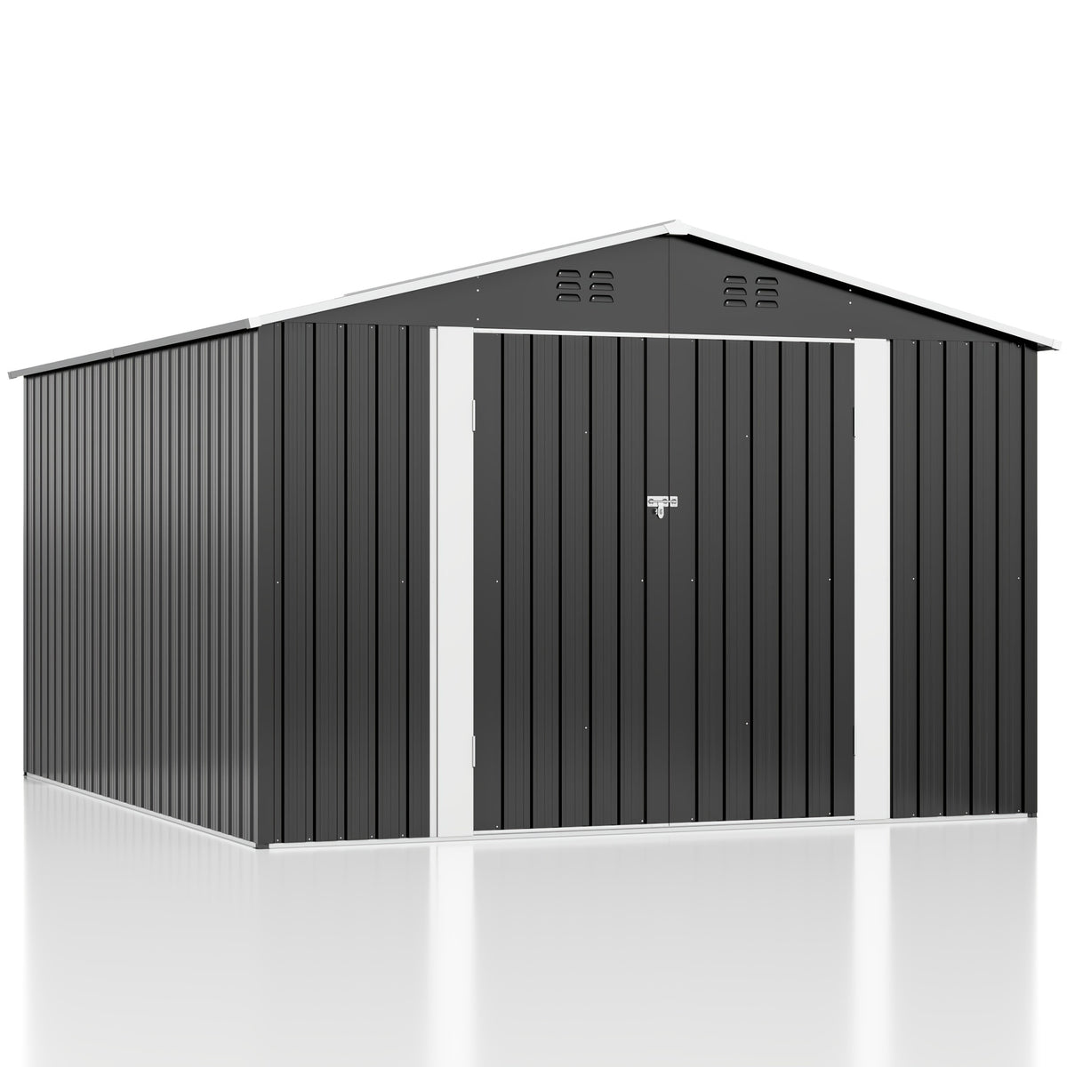 Paitomax Outdoor Storage Shed, Featuring an Improved Frame Design And Secure Lockable Doors, Metal Tool Shed Ideal for Your Backyard, Garden, Patio, Or Lawn, Grey Color