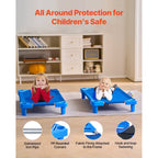 VEVOR Stackable Kiddie Cot, 6 Pack Portable Toddler Nap Cots, Standard Size 40" L x 23" W Daycare Cots for Kids, Preschool Classroom Daycare Beds for Sleeping, Resting, Naptime, Blue