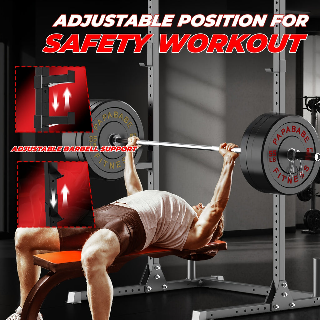 Power Rack for Home Squats and Bench Presses — 800 lb Capacity, Pull-Up Bar and Plate Storage