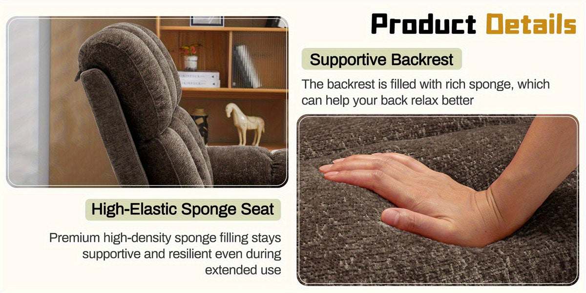 A Solitary Chair for The Living Area, a Reclining Chair That Swivels, a Rocking Recliner for Grown-Ups, Compact Recliners Suitable for Limited Spaces, a Manual Upholstered Recliner Featuring Side Pockets