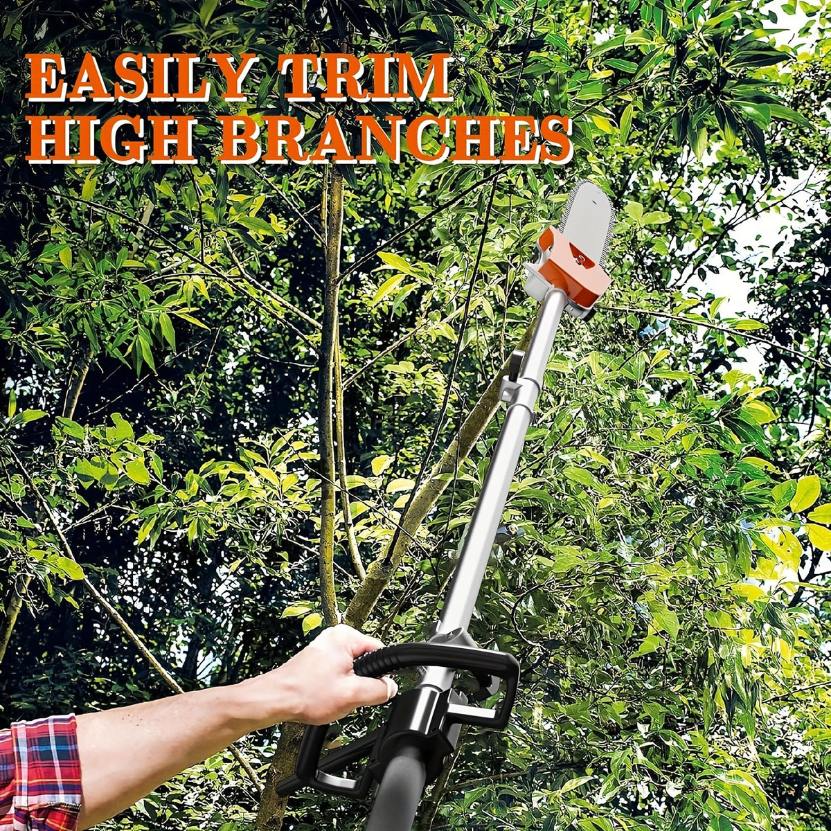 48CC Gas Powered Pole Saws, 2-Stroke Gas Pole Saws for Tree Trimming with11.5in Cutting Bar, 16 FT Extendable Pole Chainsaw Tree Trimmer