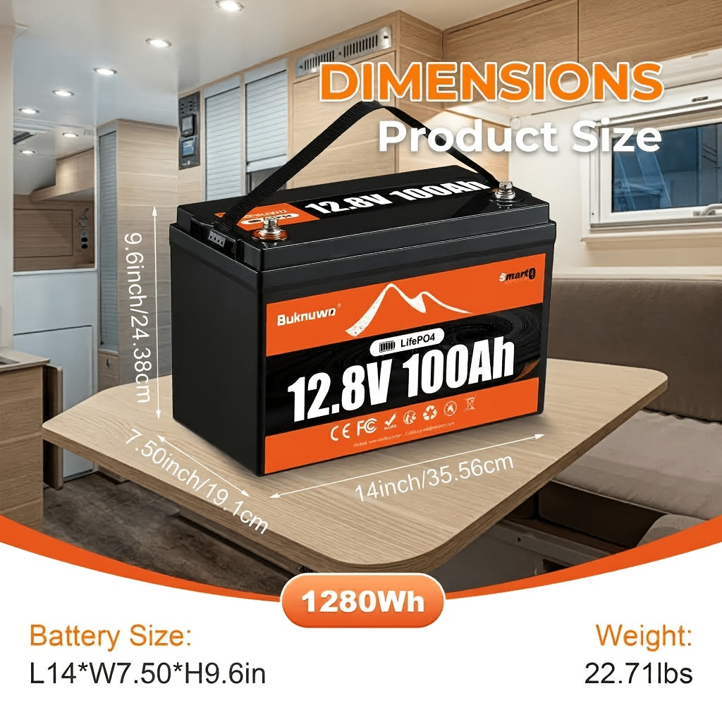Unboxing 12V 100Ah Lithium Lifepo4 Battery, 12 Volt Lithium Battery with Wireless And Low Temp Protection. Max. 15000 Deep Cycles, Built-In 100A BMS for Rvs, Motorhomes, Solar Systems, And Off-Grid (Group 31)