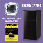 Mini Refrigerator DEMULLER 2.4 Cu. Ft. Double-Door Fridge with Separate Freezer and Removable Shelves