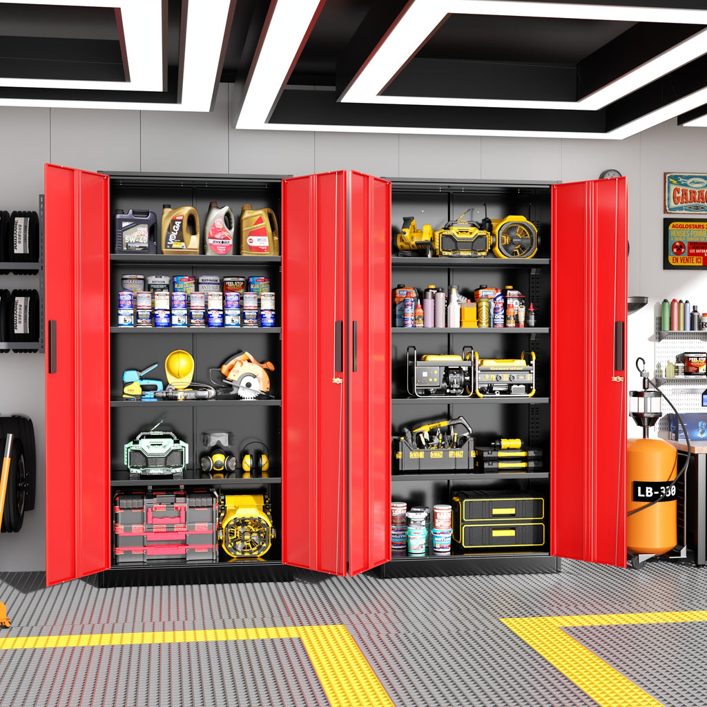 71"H Metal Storage Lockers with Locking Doors And 4 Adjustable Shelves for Hallway, Home Office, Garage, Entrance Hall Storage Cabinet