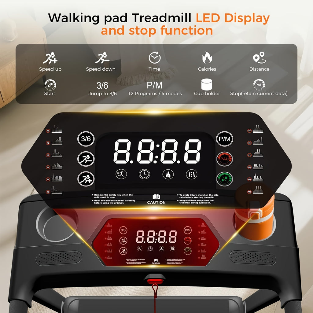 3-in-1 Treadmill with 14% Incline, Portable Treadmills for Home with Handle, Foldable Treadmills with 300 Lbs Weight Capacity, 3.0HP Quiet Walking Pad Treadmill
