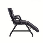 Beauty Bed with Stool Massage Table with Head Cushion 3-Section Adjustable Beauty Bed Professional Tattoo SPA Salon Chair (Black)