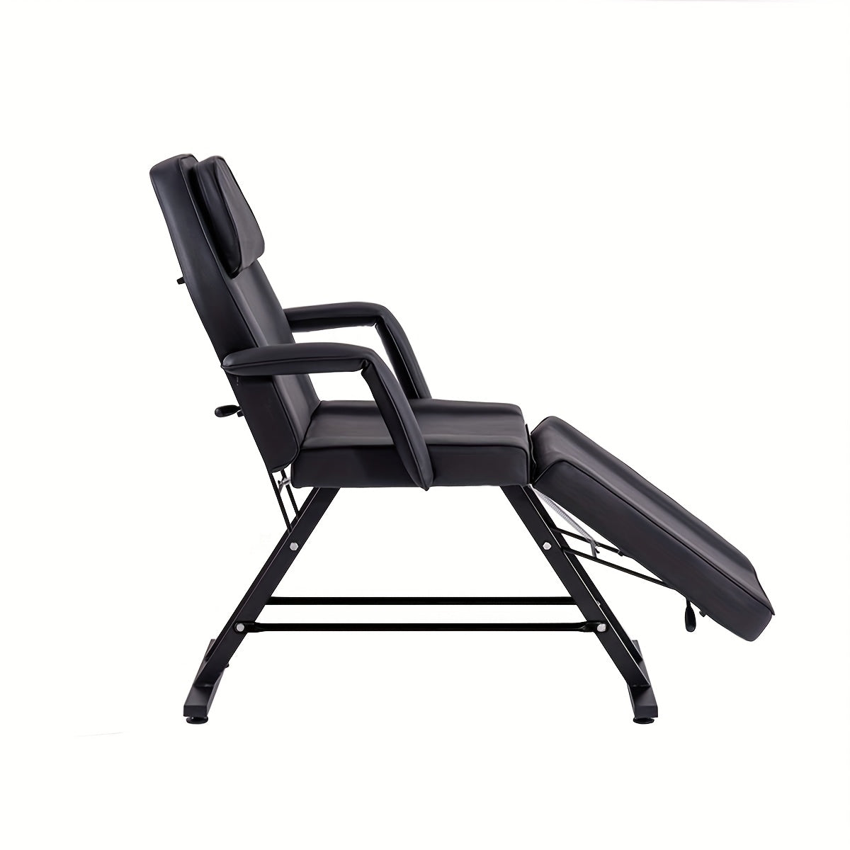 Beauty Bed with Stool Massage Table with Head Cushion 3-Section Adjustable Beauty Bed Professional Tattoo SPA Salon Chair (Black)